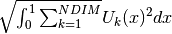 \sqrt{\int_0^1 \sum_{k=1}^{NDIM}} U_k(x)^2 dx